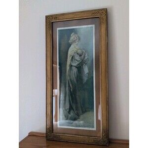 Vtg Maud Stumm Print 1900 Young Mother Chicago Colortype Original Gold Frame 20"